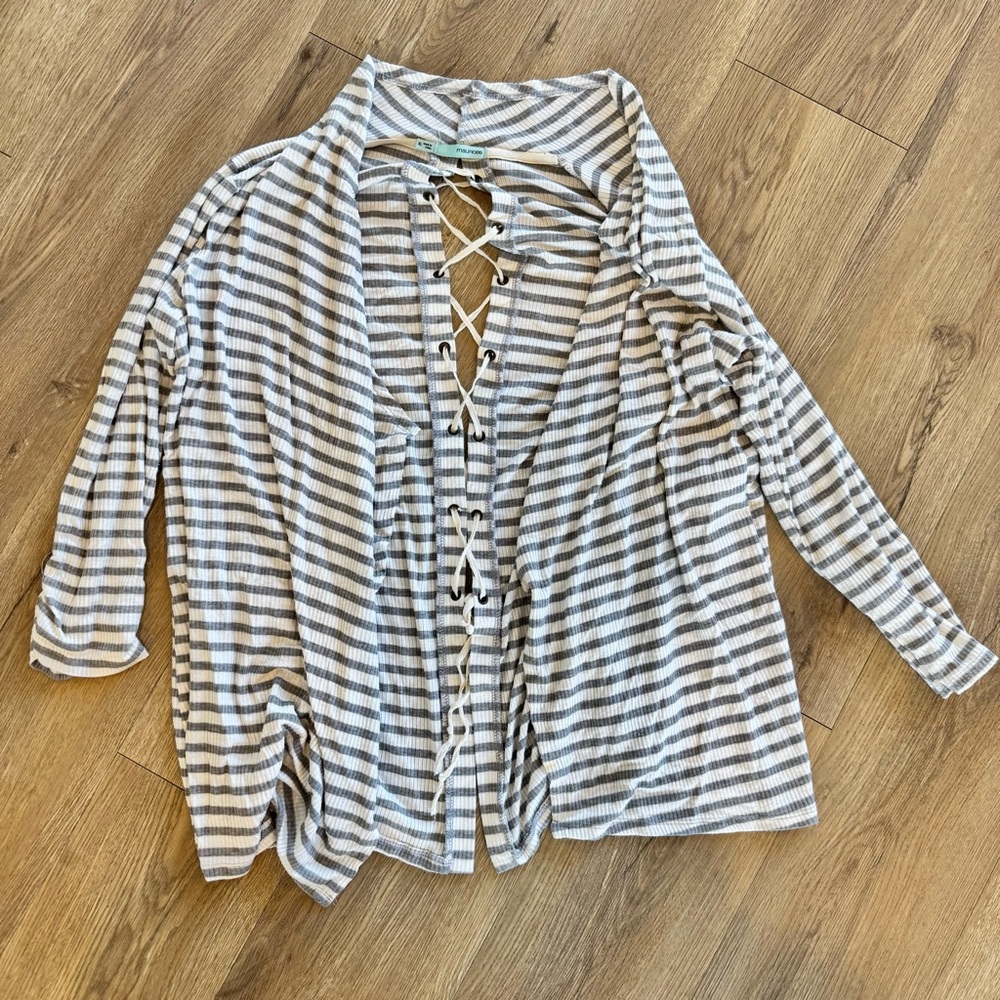 Maurices Striped Cardigan with tie back